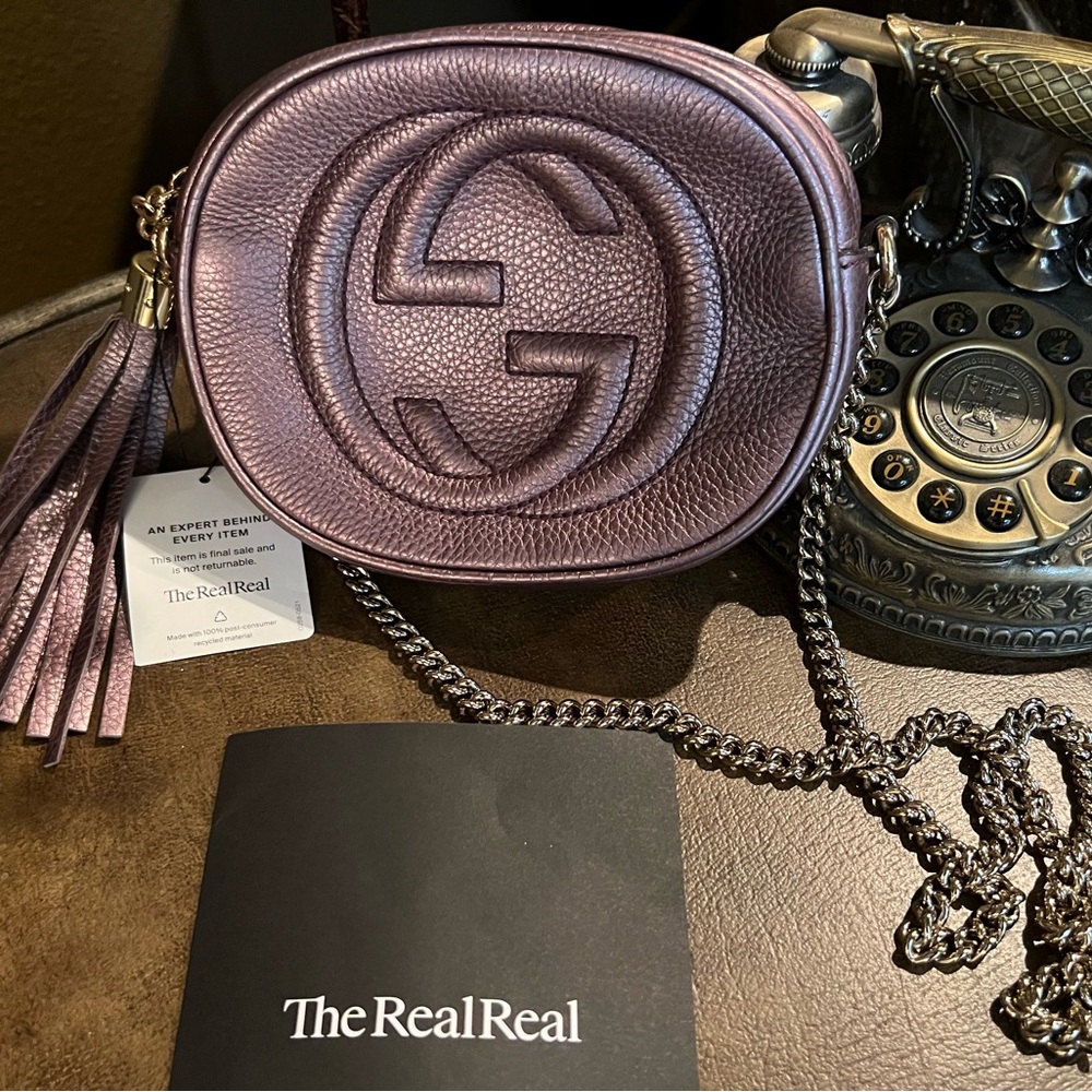 SOLD Authentic Gucci mini SoHo disco chain crossbody bag leather The Real Real